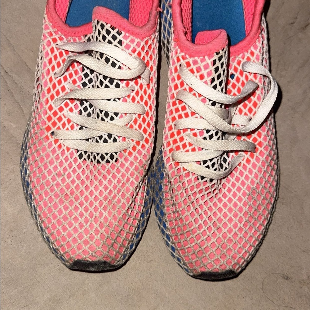 Adidas Pink and White Sneakers Lightweight Mesh Design